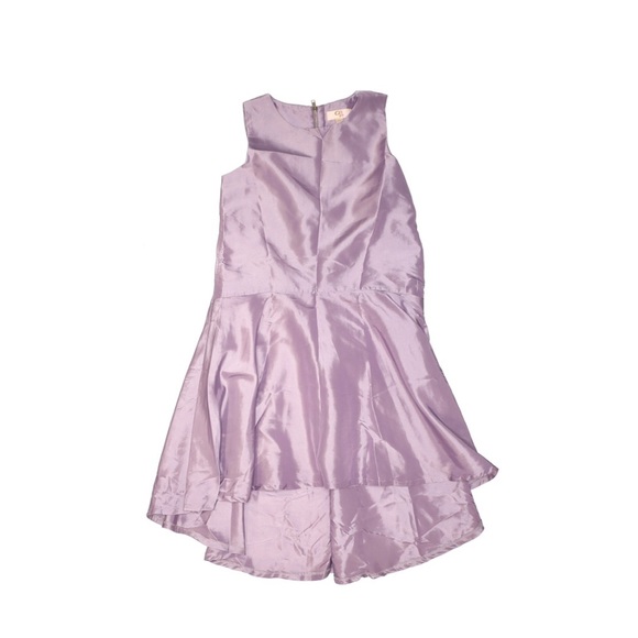 GB Girls Light Purple Satin Taffeta High-Low Drop-Waist Dress - Picture 4 of 7